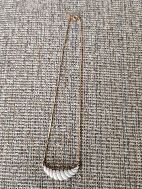Avon White Beaded Crescent Necklace with Gold Chain